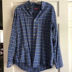 long sleeve blue plaid button down shirt